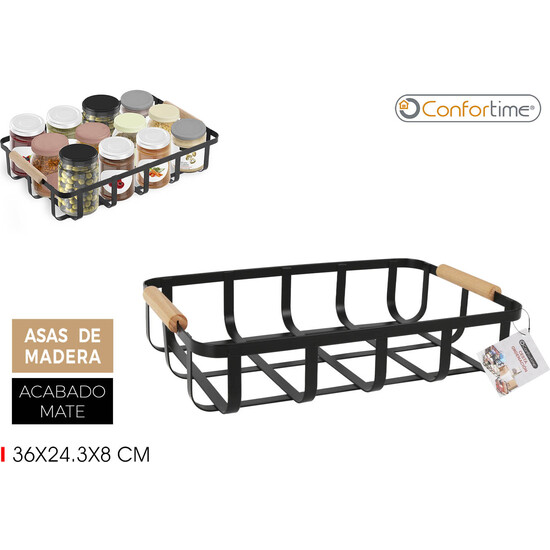 CESTA ORDENAC.NEGRO-WOOD 36X24.3X8 CONFORTIME image 0