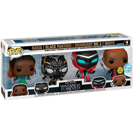BLISTER 4 FIGURAS POP MARVEL BLACK PANTHER WAKANDA FOREVER EXCLUSIVE image 0