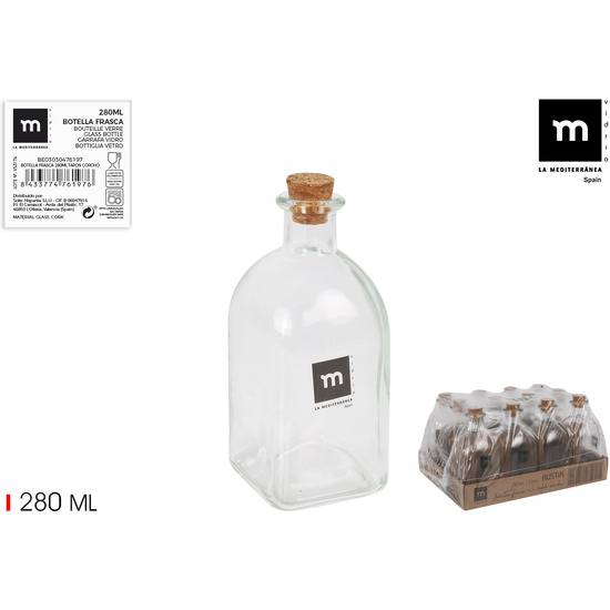 BOTELLA FRASCA 280ML TAPON CORCHO LA MEDITERRANEA image 0