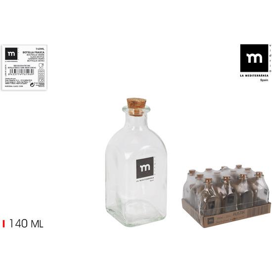BOTELLA FRASCA 140ML TAPON CORCHO LA MEDITERRANEA image 0