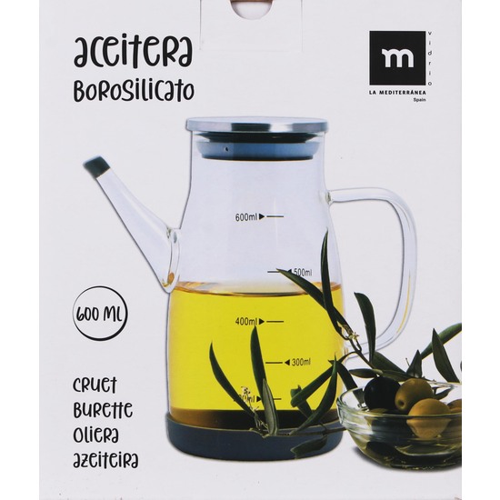 ACEITERA BOROSILICA.TAPON SS 600ML LA MEDITERRANE image 1