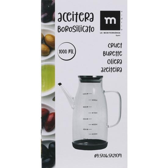 ACEITERA BOROSILICA.TAPON SS 1000ML LA MEDITERRAN image 2