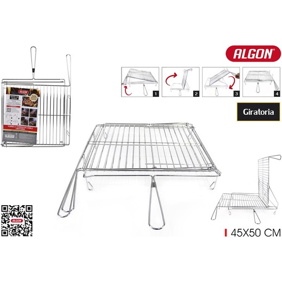 PARRILLA BBQ GIRATORIA CROMADA45X50 ALGON BBQ image 0