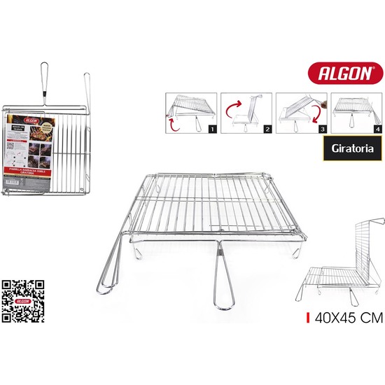 PARRILLA BBQ GIRATORIA CROMADA40X45 ALGON BBQ image 0