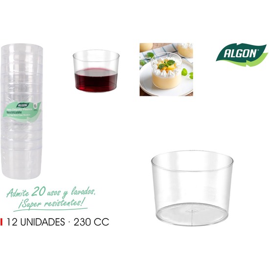 SET-12VASO PLAST. CHIQUITO 230CC PS ALGON image 0