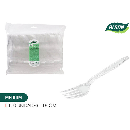 SET-100 TENEDOR MEDIUM TRANS. 18CM ALGON image 0