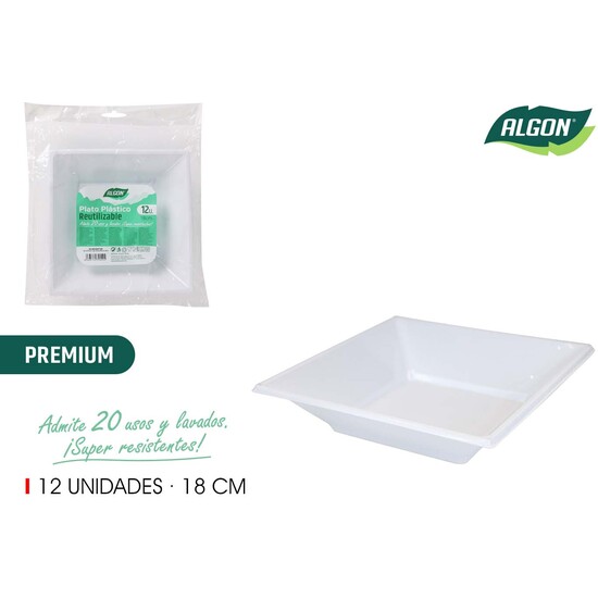 SET-12PLATO H/CUAD.PLAST.PREMI.18CM ALGON image 0