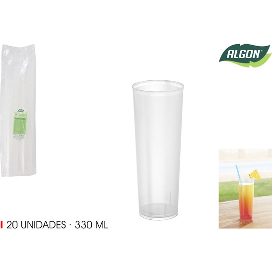 SET-20 VASO TUBO PP 330ML ALGON image 0