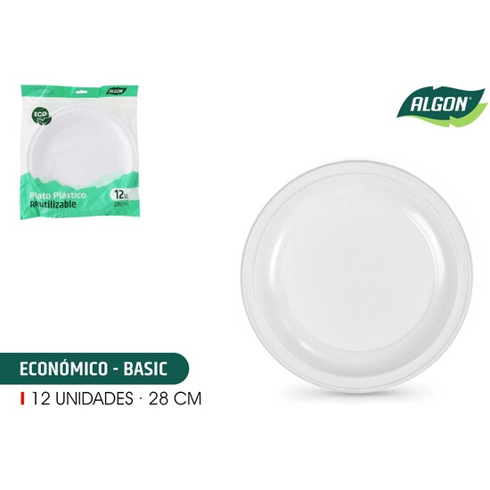 SET-12 PLATO RED. PLAST. ECO. 28CM ALGON image 0