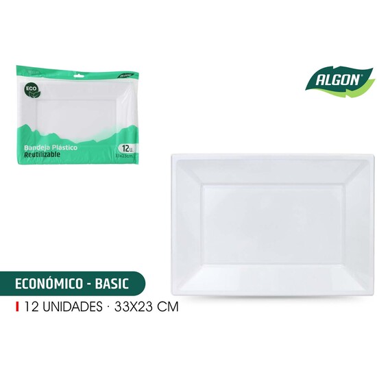 SET-12 BANDEJA RECT.PLAST.ECO.33X23 ALGON image 1