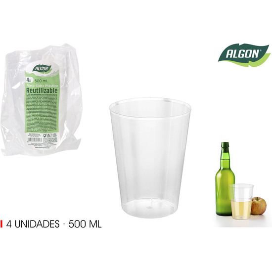 SET-4 VASO SIDRA PP 500ML ALGON image 0