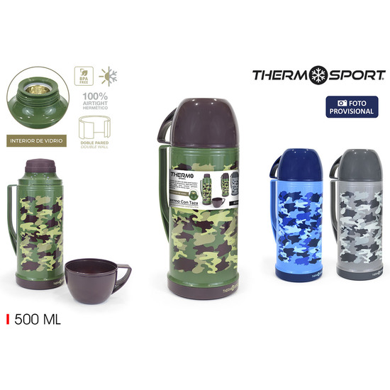 TERMO PLAST. C/TAZA 0.50L CAMUFLAJE THERMOSPORT image 0