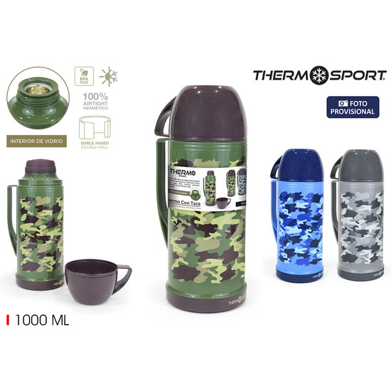 TERMO PLAST. C/TAZA 1L CAMUFLAJE THERMOSPORT image 0