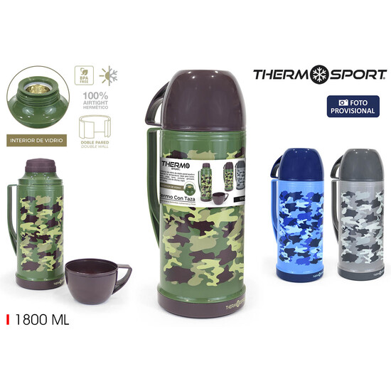 TERMO PLAST. C/TAZA 1,80L CAMUFLAJE THERMOSPORT image 0