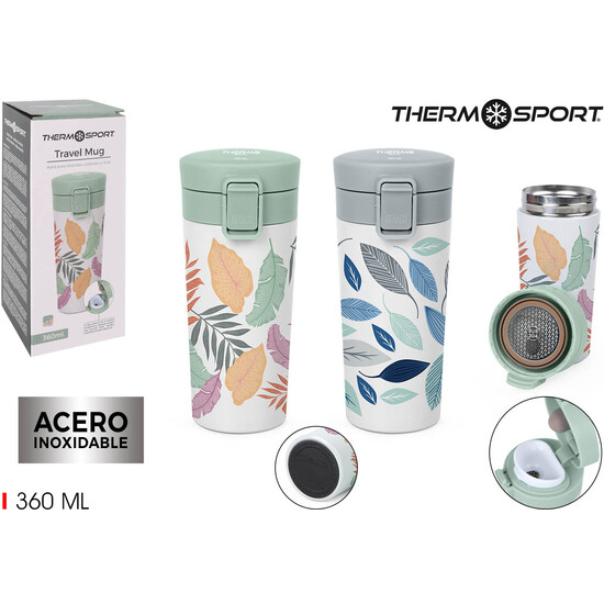 TRAVEL MUG DECORADA 360ML 2-SURT. THERMOSPORT image 0