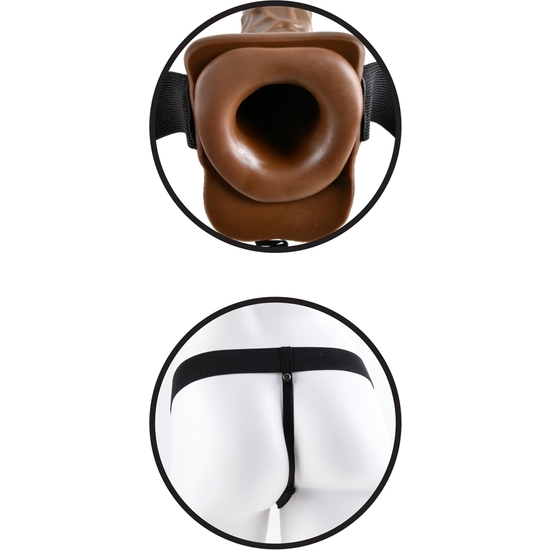 HOLLOW STRAP-ON W BALLS 7 INCH BROWN image 1