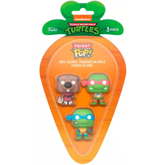 BLISTER 3 FIGURAS CARROT POCKET POP TORTUGAS NINJA SPLINTER LEONARDO RAPHAEL image 0