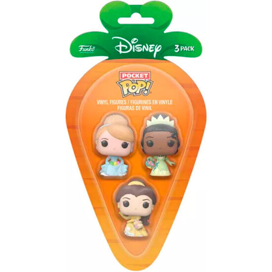 BLISTER 3 FIGURAS CARROT POCKET POP DISNEY PRINCESAS CENICIENTA TIANA BELLA image 1