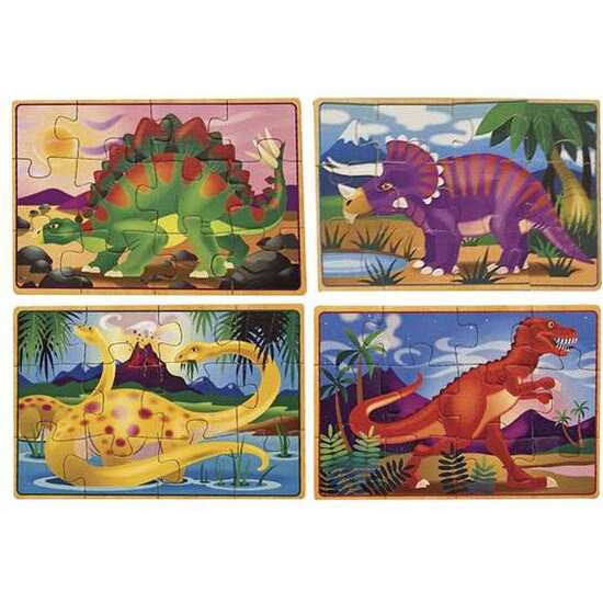 PUZZLE DINOSAURIOS MELISSA & DOUG SET 4 PUZZLES DE 12 PIEZAS EN CAJA DE MADERA image 3