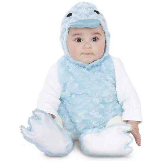 DISFRAZ BEBÉ PATITO PELUCHE AZUL (VESTIDO, GORRO, COLA Y PATUCOS) TALLA 0-6 MESES image 0