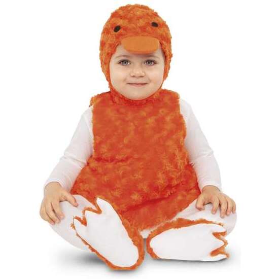 DISFRAZ BEBÉ PATITO PELUCHE NARANJA (VESTIDO, GORRO, COLA Y PATUCOS) TALLA 7-12 MESES image 0