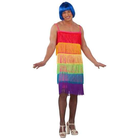 DISFRAZ ADULTO VESTIDO FLECOS RAINBOW TALLA 54 image 0