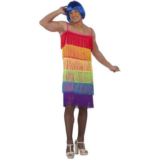 DISFRAZ ADULTO VESTIDO FLECOS RAINBOW TALLA 54 image 1