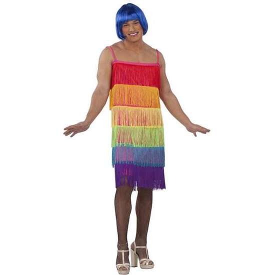 DISFRAZ ADULTO VESTIDO FLECOS RAINBOW TALLA 54 image 2