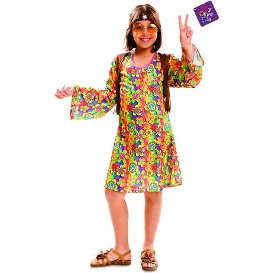 DISFRAZ HAPPY HIPPIE CHICA 5-6 AÑOS NIÑA (CINTA CABEZA Y VESTIDO CON CHALECO) image 1