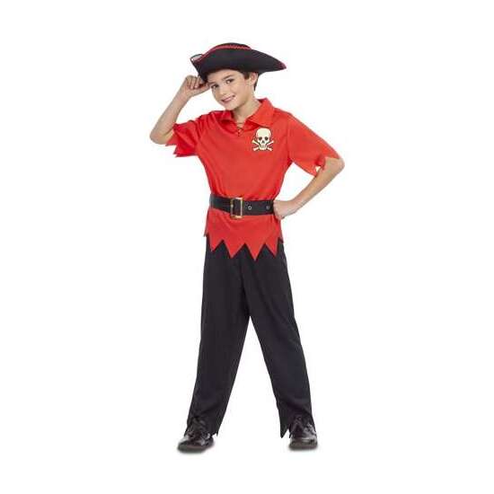 DISFRAZ PIRATA ROJO 5-6 AÑOS (SOMBRERO, CAMISA, CINTURÓN Y PANTALONES) image 1