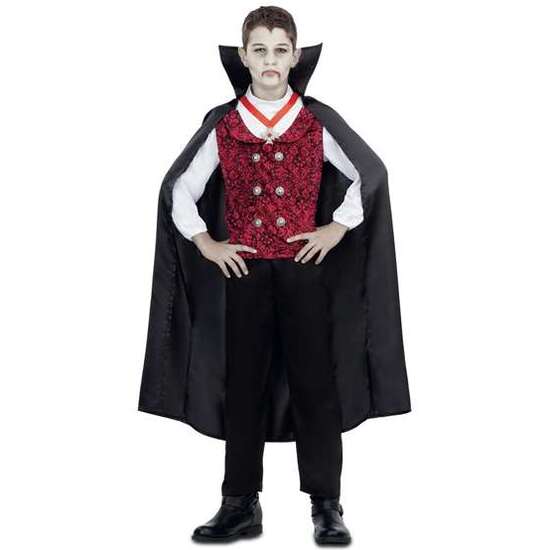 DISFRAZ VAMPIRO CAPA, CHALECO CON CAMISA, COLLAR Y PANTALONES TALLA 3-4 Y image 1