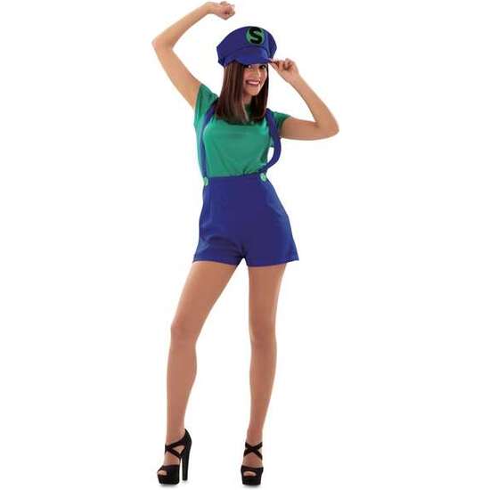 DISFRAZ ADULTO SUPER GREEN LADY ML (SOMBRERO, CAMISETA Y PANTALÓN CON TIRANTES) image 0