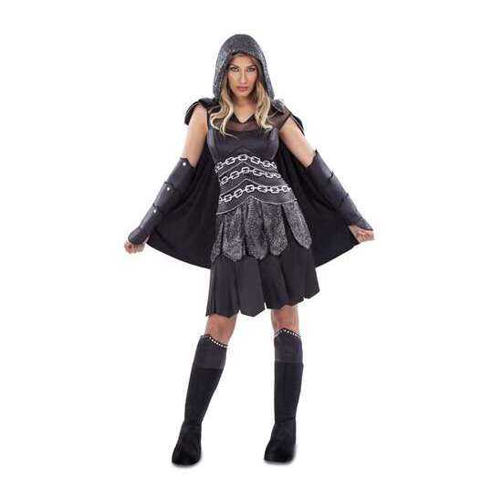 DISFRAZ GUERRERA TENEBROSA VESTIDO CON CAPA Y CAPUCHA, MANGUITOS Y CUBREBOTAS TALLA XL image 1