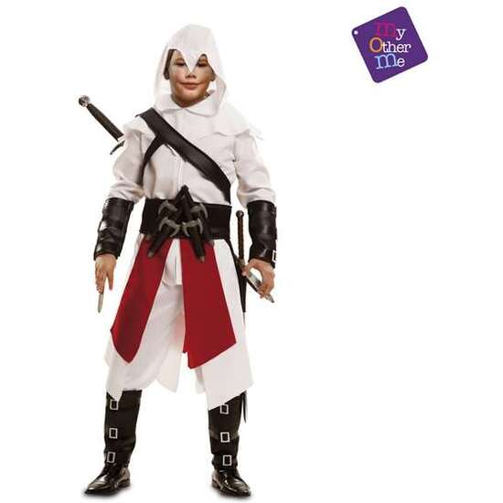 DISFRAZ ASESINO BLANCO 5-6(CAPUCHA,CAMISA,PANTALÓN,FALDÓN,BANDOLERA,CINTURÓN,BRAZALETE Y ESPINILLERA image 0