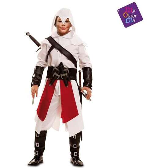 DISFRAZ ASESINO BLANCO 5-6(CAPUCHA,CAMISA,PANTALÓN,FALDÓN,BANDOLERA,CINTURÓN,BRAZALETE Y ESPINILLERA image 1