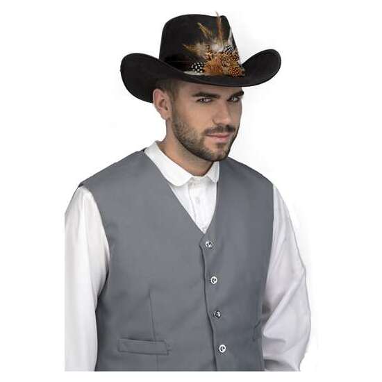 SOMBRERO VAQUERO CON PLUMAS MARRÓN 59 CM image 0