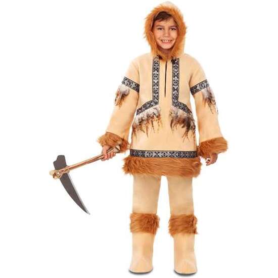 DISFRAZ ESQUIMAL NIÑO CAMISA CON CAPUCHA, PANTALONES Y CUBREBOTAS TALLA 5-6 Y image 0