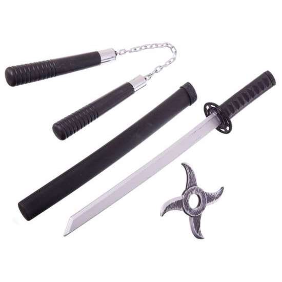 NINJA WAR SET (KATANA, NUNCHAKUS AND NINJA STAR) KATANA: 55 CM image 0