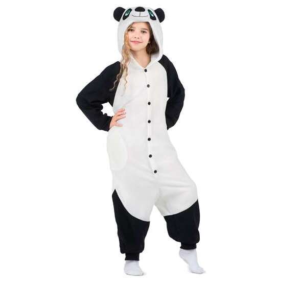 DISFRAZ INFANTIL OSO PANDA TALLA UNICA 9-13 AÑOS (KIGURUMI CON CAPUCHA Y COLA) image 0