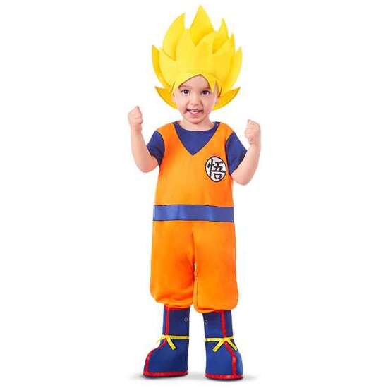 DISFRAZ GOKU BABY CON BODY, PELUCA TEXTIL Y CUBRE BOTAS TALLA 7-12 M image 0