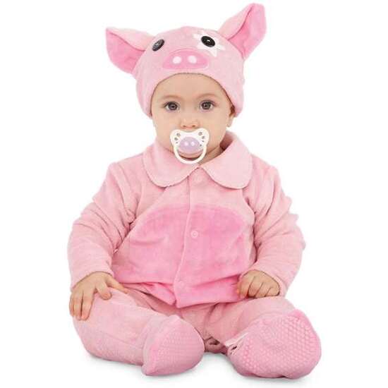 DISFRAZ PEQUEÑO CERDITO GORRO, MONO, PATUCOS, RABO Y CHUPETE TALLA 12-24MESES image 0