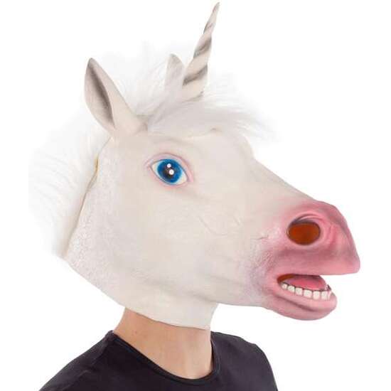 WHITE UNICORN LATEX MASK image 0