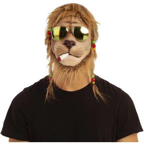 SMOKING LION WITH GLASSES 1/2 MASK ONE SIZE image 1