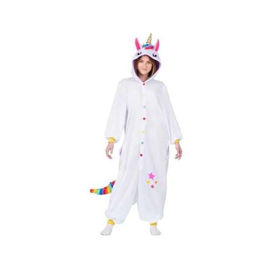 DISFRAZ UNICORNIO BLANCO ADULT PEQUEÑO(KIGURUMI CON CAPUCHA Y COLA) image 0