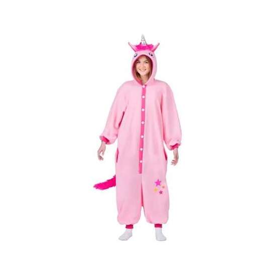 DISFRAZ UNICORNIO ROSA ADULT SMALL (KIGURUMI CON CAPUCHA Y COLA) image 0