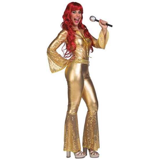 DISFRAZ ADULTO LADIES GOLD DISCO JUMPSUIT TALLA M-L image 0