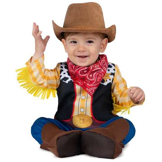 DISFRAZ COWBOY ADORABLE (SOMBRERO, PAÑUELO, MONO Y PATUCOS) TALLA 24-36 MESES image 0