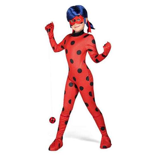 DISFRAZ LADYBUG CON MONO, GUANTES, CUBRE BOTAS, ANTIFAZ, PELUCA, YO-YO Y PENDIENTES TALLA 4-5 AÑOS image 1