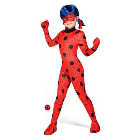 DISFRAZ LADYBUG CON MONO, GUANTES, CUBRE BOTAS, ANTIFAZ, PELUCA, YO-YO Y PENDIENTES TALLA 9-11 AÑOS image 0