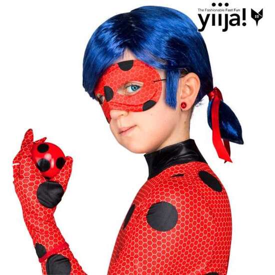 DISFRAZ LADYBUG CON MONO, GUANTES, CUBRE BOTAS, ANTIFAZ, PELUCA, YO-YO Y PENDIENTES TALLA 9-11 AÑOS image 1